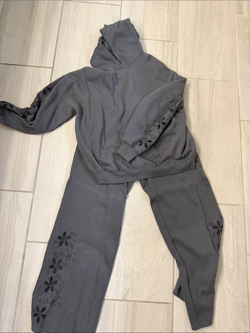 Women's Charcoal Gray Hoodie & Jogger Set- Hollister medium
